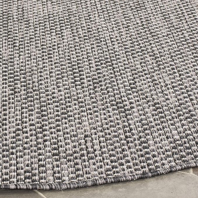 SAFAVIEH Courtyard Collection 4' Round Black/Beige CY8521 Indoor/ Outside Waterproof Easy cleansingPatio Backyard Mudroom Area Mat