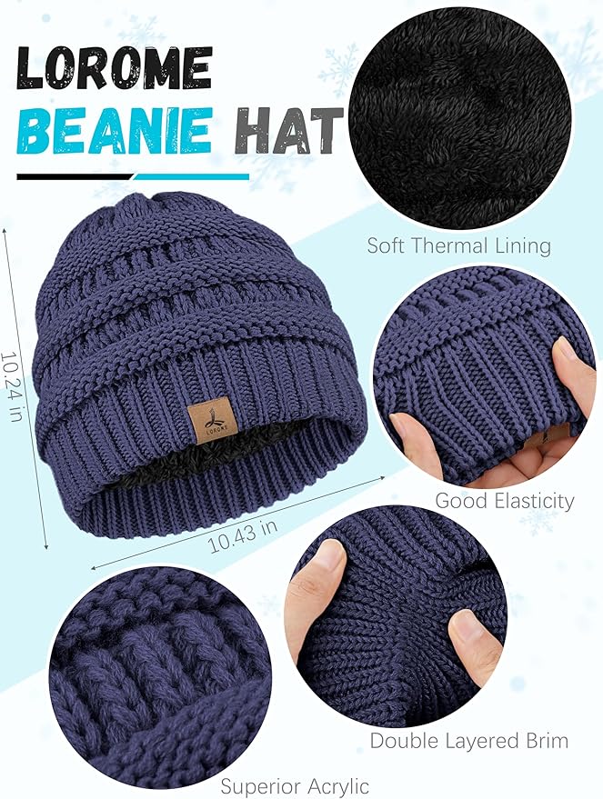 Winter Beanie Hat Scarf Gloves, Warm Fleece Knit Hats Touch Screen Gloves Neck Scarf Set Winter Gifts for Unisex Adult