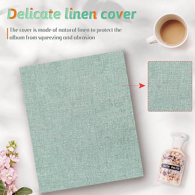 Popotop Photo Album 4x6 200 Pockets for Wedding Gifts,Linen Hardcover Picture Albums for Family Anniversary Baby Vacation Pictures