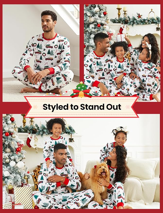 PATPAT Christmas Family Matching Pajama Sets Includes Christmas Socks - Perfect for Family Photos & Holiday Celebrations