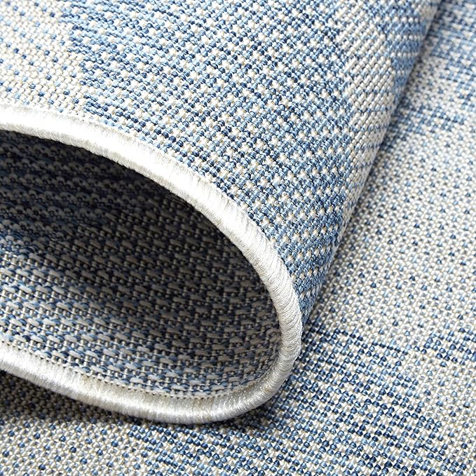 Nicole Miller New York Patio Country Calla Contemporary Herringbone Indoor/Outdoor Area Rug, Blue/Grey, 6'6"x9'2"