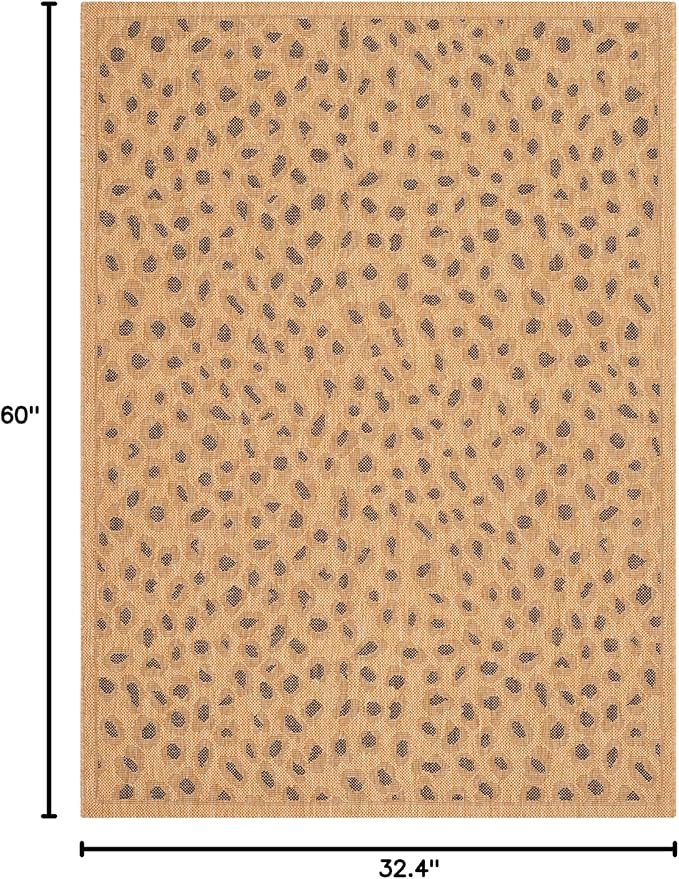 SAFAVIEH Courtyard Collection CY6104 Indoor/ Outdoor Non-Shedding Easy-Cleaning Patio Backyard Porch Deck Mudroom Area-Rug, 2'7" x 5', Natural / Gold