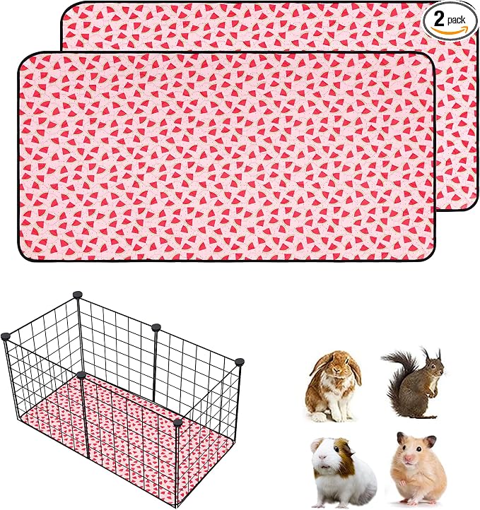2 PCS Guinea Pig Cage Liner, Reusable Waterproof Guinea Pig Liner, Washable Small Animals Bedding, Super Absorbent Pet Pee Pads Guinea Pig Mats, Rabbit Mats for Cages (12 * 24 inch)