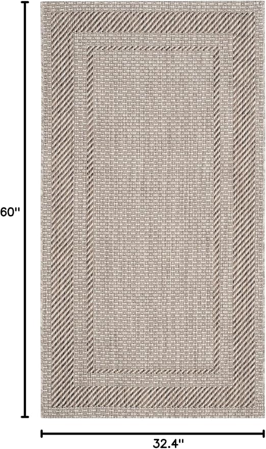 SAFAVIEH Courtyard Collection 2'7" x 5' Beige/Brown CY8477 Indoor/ Outdoor Waterproof Easy Cleaning Patio Backyard Mudroom Accent Rug