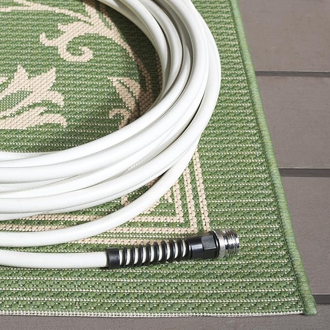 SAFAVIEH Washable Rug Outdoor Courtyard Collection - 7'10" Square, Olive & Natural, Non-Shedding & Easy Cleaning, Ideal for Patio, Backyard, Mudroom (CY2098-1E06)