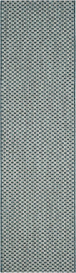 SAFAVIEH Courtyard Collection CY8653 Indoor/ Outside Easy scrubbing Patio Backyard Mudroom Runner-Mat, 2' 3' x 22' Turquoise / Light Grey