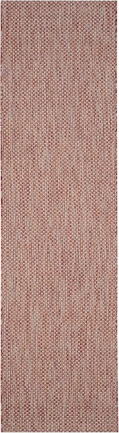 SAFAVIEH Washable Rug Outdoor Courtyard Collection - 2'3" x 14' Runner, Red & Beige, Non-Shedding & Easy Cleaning, Ideal for Patio, Entryway, Mudroom, Hallway, Kitchen (CY8521-36521)