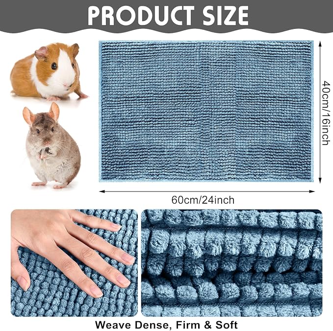 Amylove 4 Pcs Guinea Pig Cage Liner 16 x 24 Inch Washable Chenille Pee Pads Pet Dog Cat Bedding Training Mat Reusable for Small Animals Puppy Bunny Hamster Chinchilla