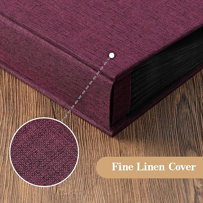 potricher Small 8x10 Photo Album 160 Pockets Linen Cover Large Capacity Picture Book for Family Wedding Anniversary and Baby (Purple)