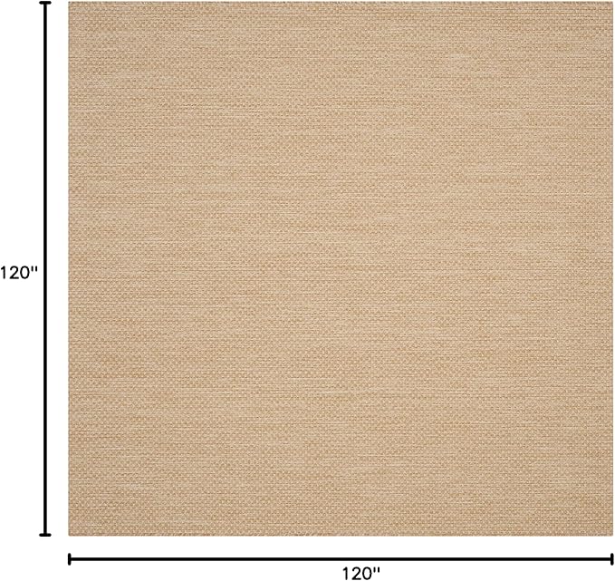 SAFAVIEH Washable Rug Outdoor Courtyard Collection - 10' Square, Natural & Cream, Non-Shedding & Easy Cleaning, Ideal for Patio, Backyard, Mudroom (CY8521-03012)