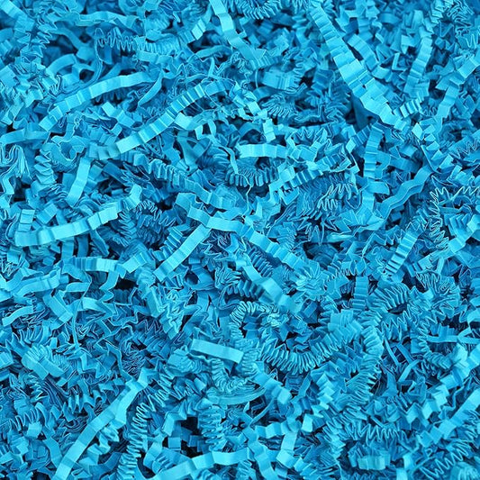 Bobobag - 1LB Crinkle Cut Paper Shred Filler Recyclable Gift Wrap Confetti Raffia Grass Shred Paper for Easter Baskets Filler Creative Eggs Decor (Blue)