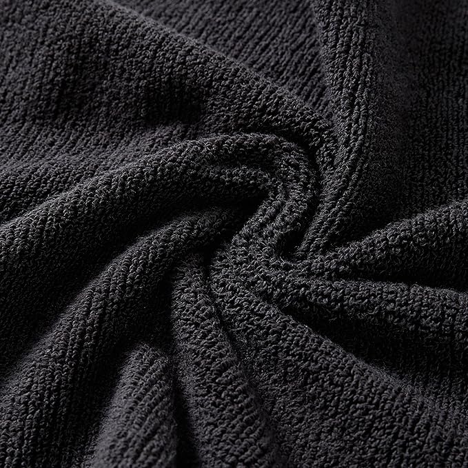 Vera Wang - Bath Towels, 100% Soft & Absorbent Terry Cotton, Low Linting and Fade Resistant, Medium Weight Bathroom Towels (Sculpted Pleat Black, 6 Piece)