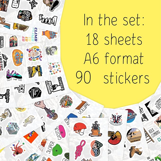 100Pcs Rock Climbing Stickers for Water Bottle and Laptop - Rock Climbing Party Supplies & Decorations, Waterproof Vinyl Decals, Adventure and Sport Stickers, Gifts for Women & Men