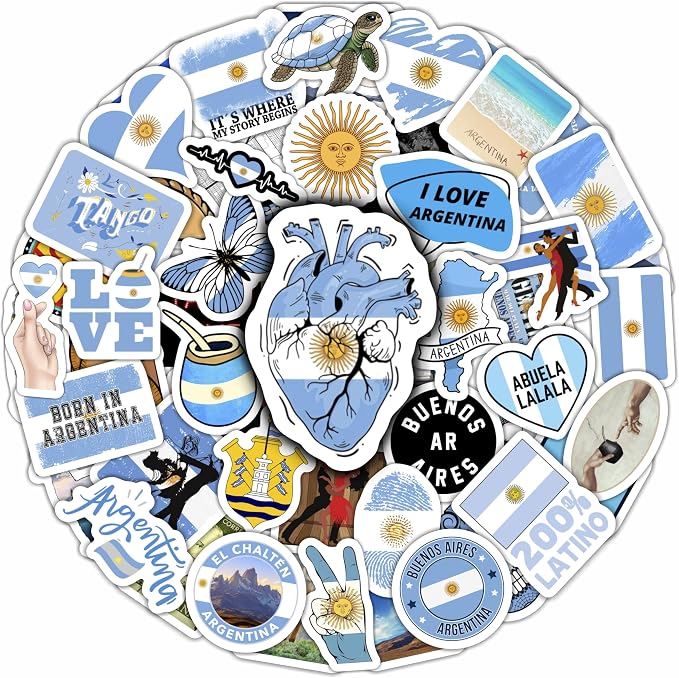 100Pcs Argentina Stickers for Water Bottle and Laptop - Argentina Party Supplies & Decorations, Waterproof Vinyl Cultural Decals, Gifts for Women & Men