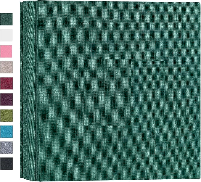 Mublalbum Small Photo Album 4x6 200 Photos Linen Cover Picture Book with Horizontal Pockets for Family Wedding Baby and Anniversary (Dark Green)