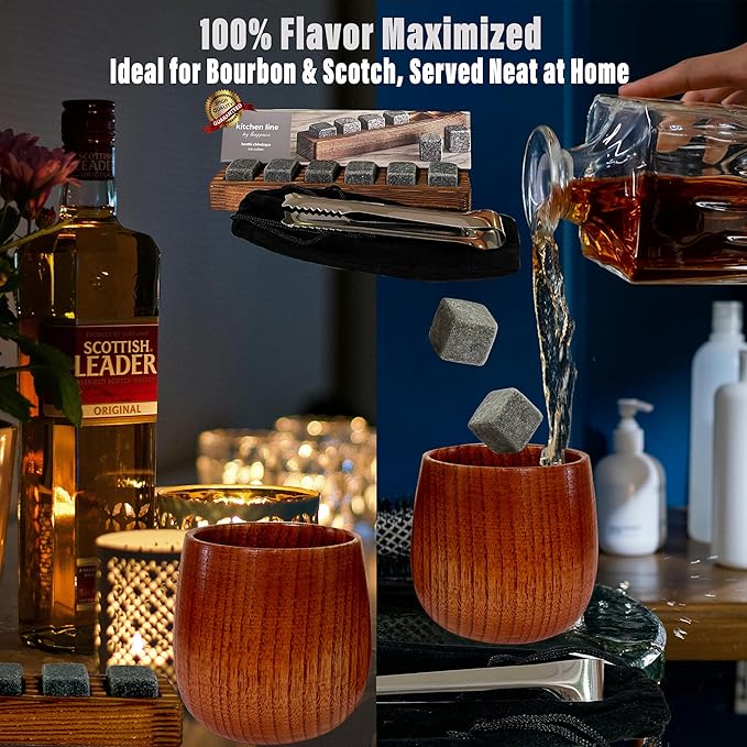 Premium Handcrafted Wooden Bourbon Whiskey Drinking Glasses Set | Wooden Old Fashioned Whiskey Glasses for Men/Woman Unique | Bourbon Tumbler | Anniversary Birthday Retirement Gifts in Gift Packaging