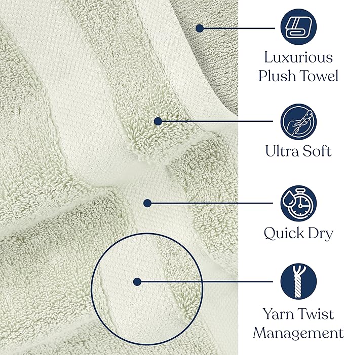 Delara Organic Cotton Luxuriously Plush Bath Towel 33 Piece Set|GOTS & Oeko-TEX Certified|Premium Hotel Quality Towels|Feather Touch Technology|650 GSM Long Staple|Soft, Quick Dry & Ultra-Absorbent