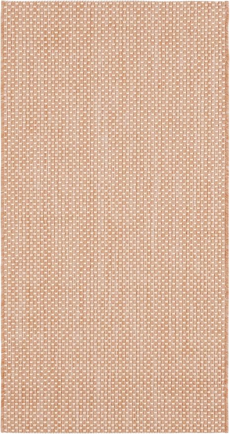 SAFAVIEH Washable Rug Outdoor Courtyard Collection - 2'7" x 5', Natural & Cream, Non-Shedding & Easy Cleaning, Ideal for Patio, Backyard, Mudroom (CY8521-03012)