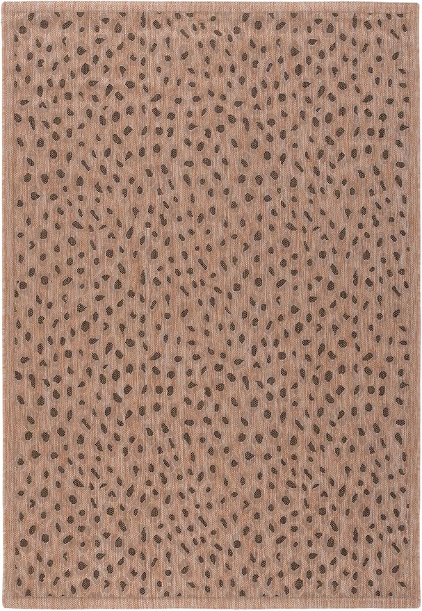 SAFAVIEH Courtyard Collection CY6104 Indoor/ Outdoor Non-Shedding Easy-Cleaning Patio Backyard Porch Deck Mudroom Area-Rug, 5'3" x 7'7", Natural / Gold