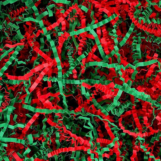 Bobobag 1LB Christmas Crinkle Cut Paper Shred Filler Recyclable Gift Wrap confetti Raffia Grass Shred Paper for Christmas Gift Wrapping Basket Filling Box Filling Party Decor (Red/Green)