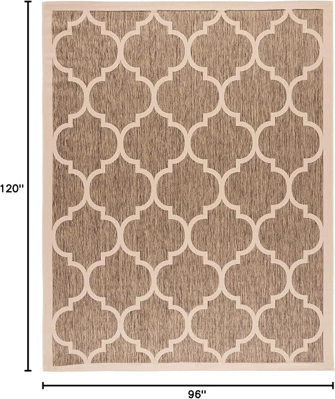 SAFAVIEH Courtyard Collection 8' x 10' Brown/Bone CY6914 Trellis Indoor/ Outdoor Patio Backyard Mudroom Area Rug