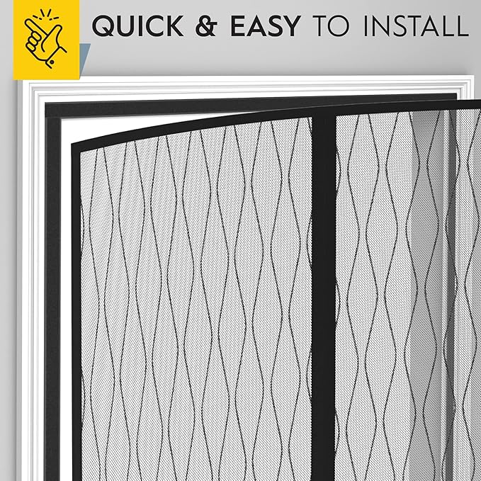 AUGO Magnetic Fiberglass Design Screen Door - Self Sealing, Heavy Duty, Hands Free Mesh Partition Keeps Bugs Out - Door Screen Magnetic Closure - Patent Pending Keep Open Feature - 38 Inch x 83 Inch