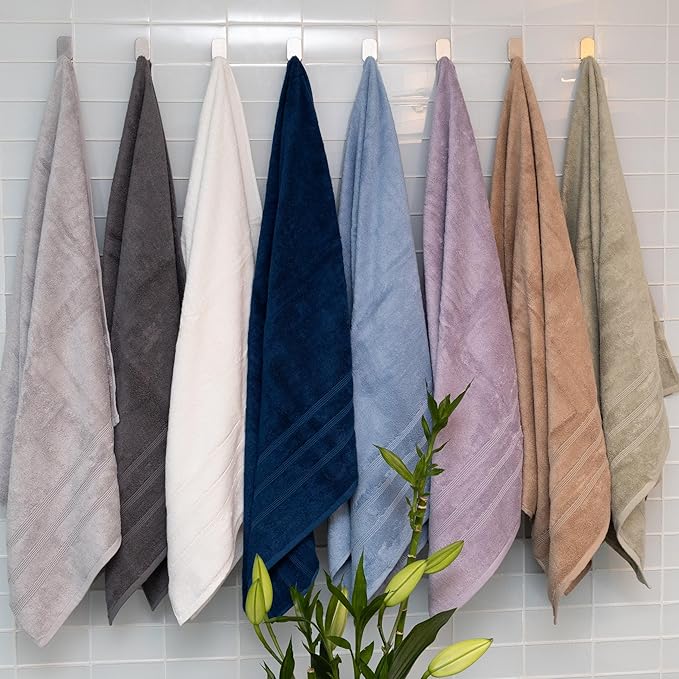 Mosobam Luxury Turkish 10pc Deluxe Bath Bundle Body Hand Face Towel and Mat Allure Blue 700 GSM & 1000 GSM Bamboo Viscose & Aegean Turkish Combed Cotton