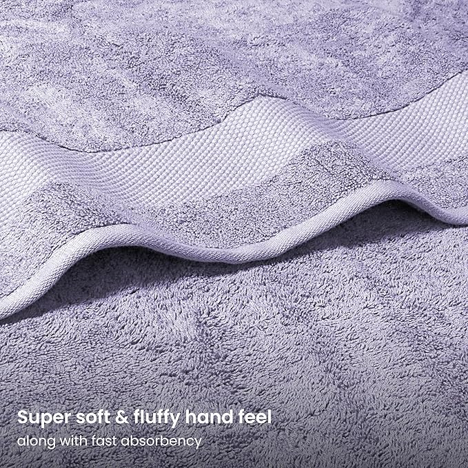 BIOWEAVES 100% Organic Cotton 700 GSM Plush Luxury Bath Towels for Bathroom 30" x 58" GOTS Certified - Lavender, Pack of 2