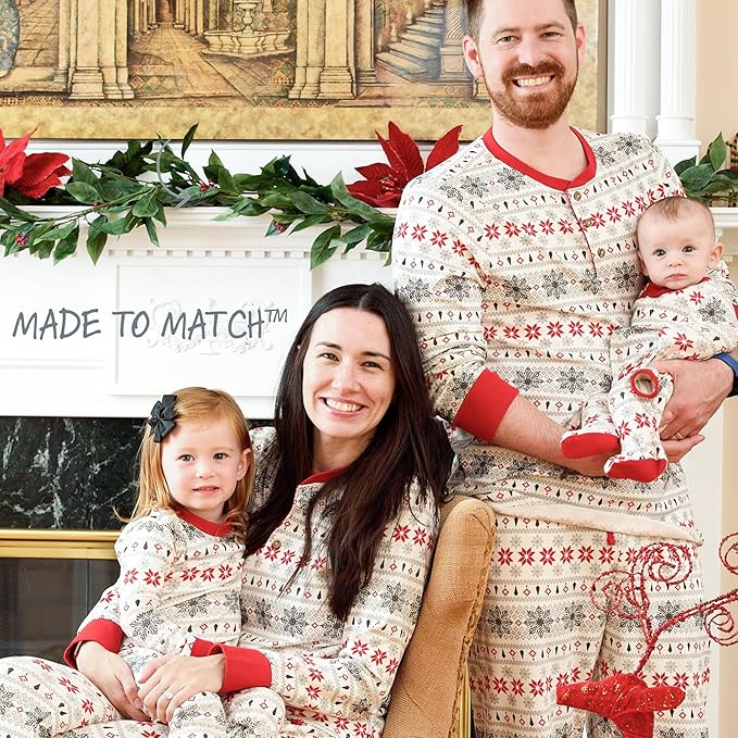 JAMIE Matching Family Jammies Holiday Pajamas 100% Organic Cotton PJs Adults, Kids, Toddlers, Baby, Pets