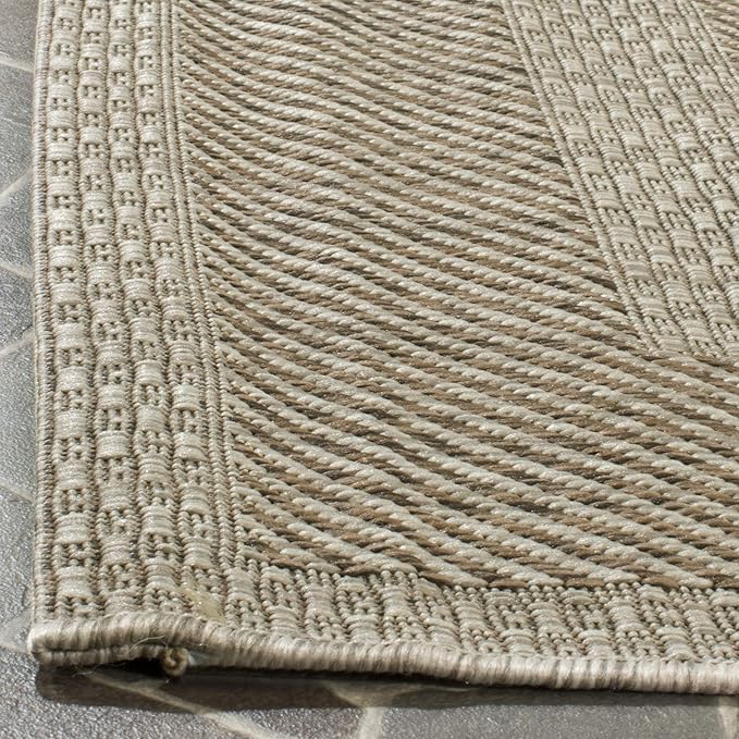 SAFAVIEH Courtyard Collection 6'7" x 9'6" Beige/Brown CY8477 Indoor/ Outdoor Waterproof Easy Cleaning Patio Backyard Mudroom Area Rug