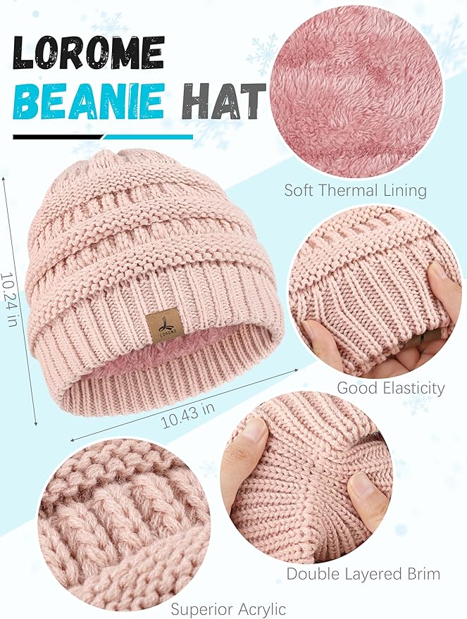 Winter Beanie Hat Scarf Gloves, Warm Fleece Knit Hats Touch Screen Gloves Neck Scarf Set Winter Gifts for Unisex Adult