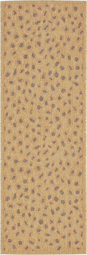 SAFAVIEH Washable Rug Outdoor Courtyard Collection - 2'3" x 6'7" Runner, Natural & Gold, Non-Shedding & Easy Cleaning, Ideal for Patio, Entryway, Mudroom, Hallway, Kitchen (CY6104-39)