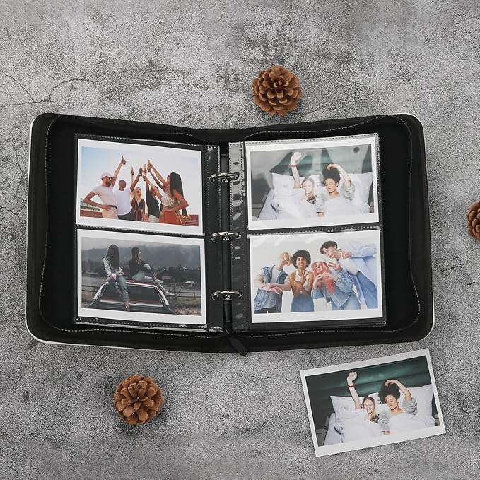 Photo Album 4x6 Pictures,120 Pockets Binder Premium Vegan Leather Cover for Family Wedding Anniversary Baby Kids Vacation. (Black)
