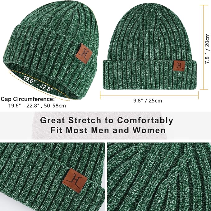 Womens Winter Knit Warm Hat Beanie Long Scarf Touch Screen Gloves Set Skull Caps Neck Scarves for Women