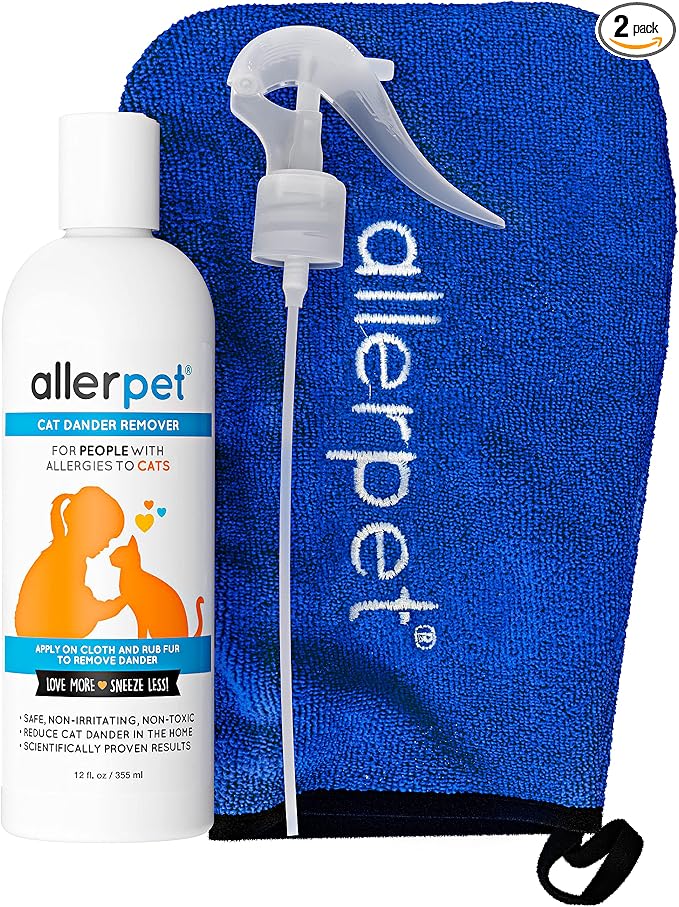 Allerpet Cat Dander Remover, Aloe-Free Pet Allergy Relief Made in USA 12 oz
