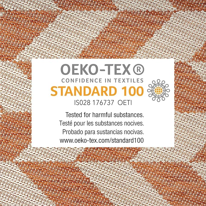 Nicole Miller New York Patio Country Calla Contemporary Herringbone Indoor/Outdoor Area Rug, Orange/Ivory , 6'6"x9'2"