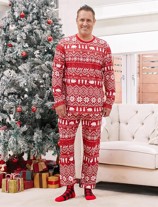 PATPAT Christmas Family Matching Pajama Sets Includes Christmas Socks - Perfect for Family Photos & Holiday Celebrations