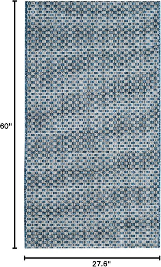 SAFAVIEH Washable Rug Outdoor Courtyard Collection - 2'3" x 5', Blue & Light Grey, Non-Shedding & Easy Cleaning, Ideal for Patio, Front Door, Entryway, Mudroom, Doormat (CY8653-36821)