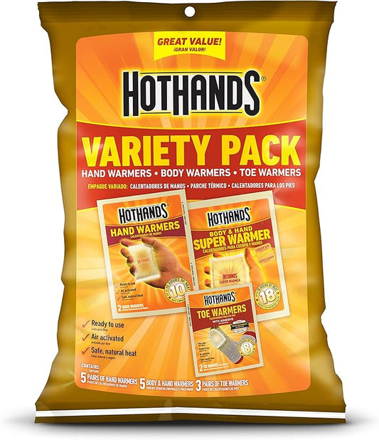 HotHands Toe, Hand, & Body Warmer Variety Pack - Long Lasting Safe Natural Odorless Air Activated Warmers