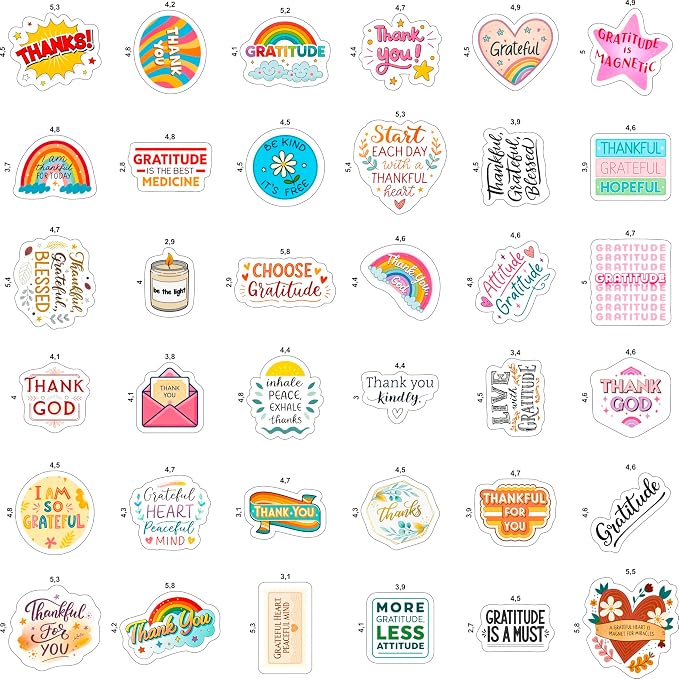 100Pcs Gratitude Stickers for Water Bottle, Thankful Sticker – Gratitude Gifts Bulk, Positive Quotes Decals – Gifts for Women & Men