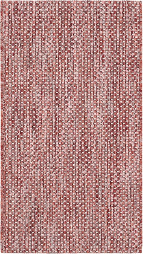 SAFAVIEH Washable Rug Outdoor Courtyard Collection - 2'3" x 5', Red & Beige, Non-Shedding & Easy Cleaning, Ideal for Patio, Front Door, Entryway, Mudroom, Doormat (CY8521-36521)