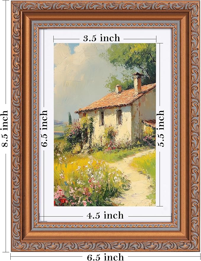 eletecpro 5x7 Picture Frames Set of 4, Vintage Photo Frames with Real Glass, Displays 4x6 Photo with Mat or 5x7 without Mat for Tabletop or Wall Decor, Bronze