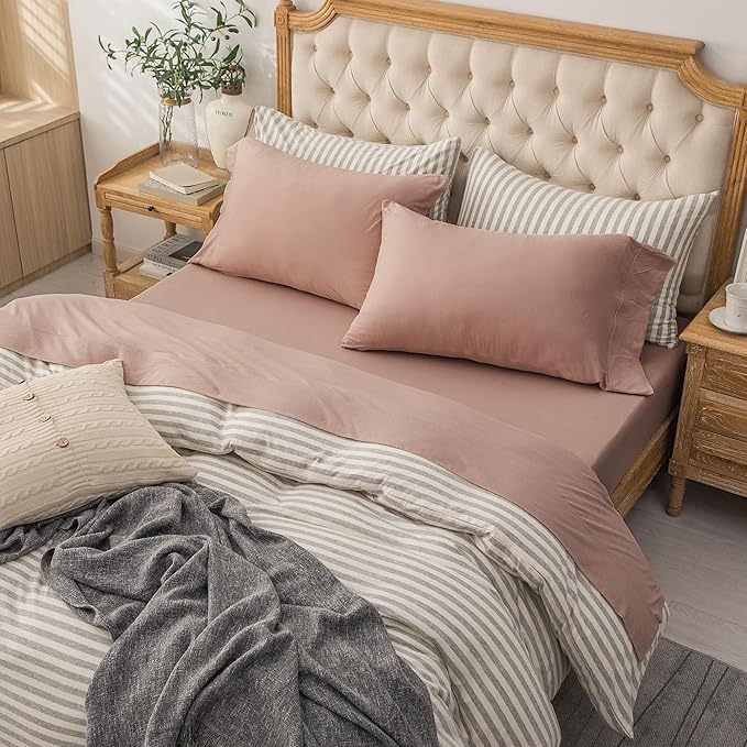 PURE ERA Jersey Knit 3pcs Bed Sheet Set 100% T-Shirt Cotton Super Soft Comfy Breathable Fits Mattress Up to 20" Extra Deep Pocket (Solid Petal Pink, Twin XL)