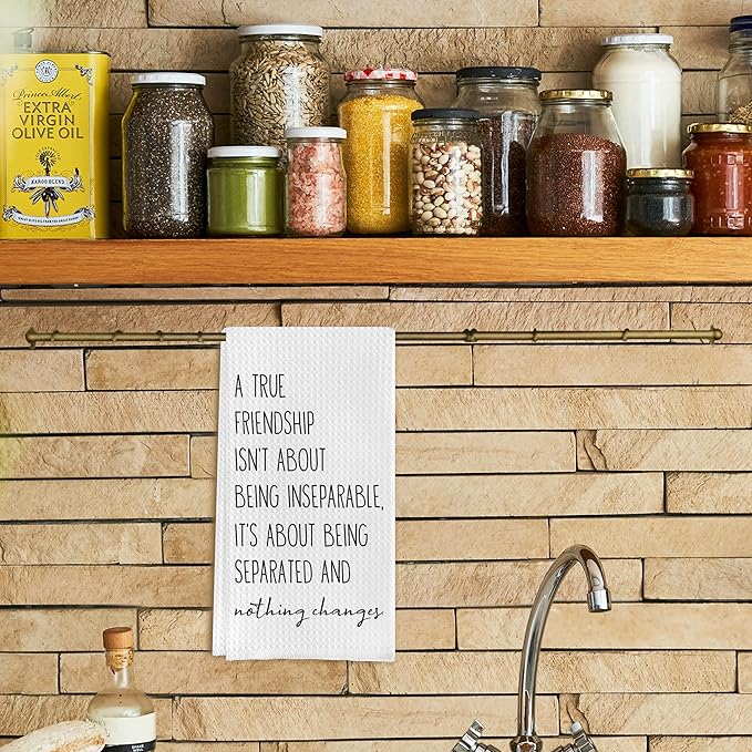 Friendship Quote Kitchen Towels, Friendship Gifts for Women Men Friends, Long Distance Friendship Gifts, Bestie BFF Gifts, Best Friend Birthday Gifts for Women Men, 16x24 Inch
