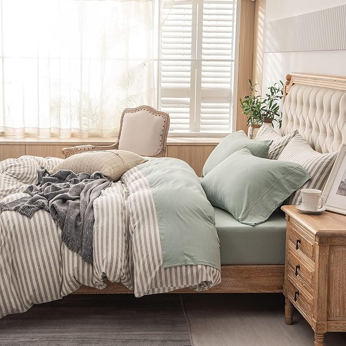 PURE ERA Jersey Knit 4pc Bed Sheet Set 100% T-Shirt Cotton Super Soft Comfy Breathable Fits Mattress Up to 20" Extra Deep Pocket (Solid Sage Green, King)