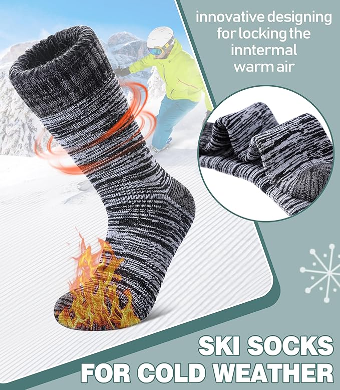 LANLEO Women Men Thermal Socks Warm Winter Extra Thick Insulated Heated Ski Crew Boot Socks for Cold Weather