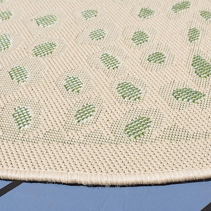 SAFAVIEH Courtyard Collection 6'7" Round Beige/Green CY6104 Indoor/Outdoor Non-Shedding Easy Cleaning Patio Backyard Porch Deck Mudroom Area Rug