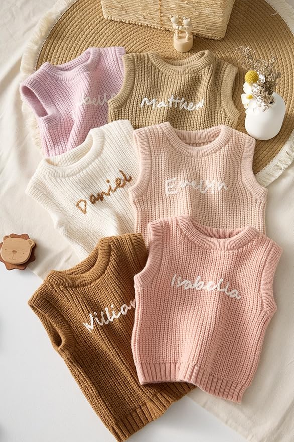 Personalized Knit Baby Boy Girl Sweater with Name Custom Pullover Sweatshirt Custom Baby Gifts