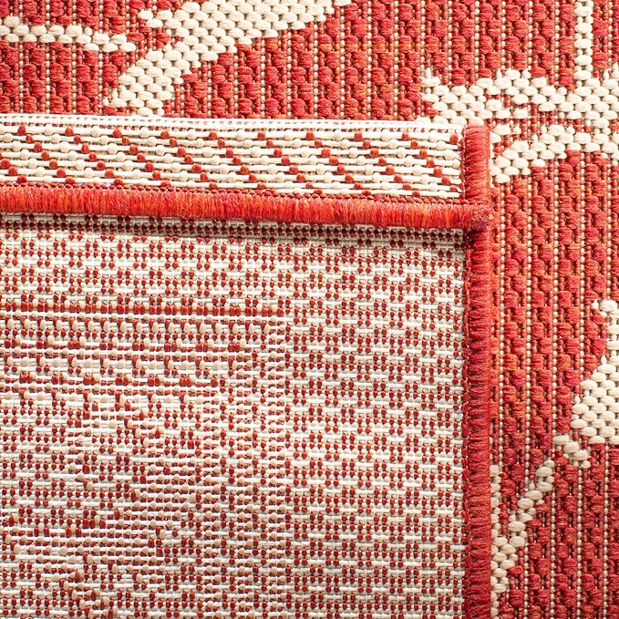 SAFAVIEH Washable Rug Outdoor Courtyard Collection - 2' x 3'7", Red & Natural, Non-Shedding & Easy Cleaning, Ideal for Patio, Front Door, Entryway, Doormat (CY2098-3707)