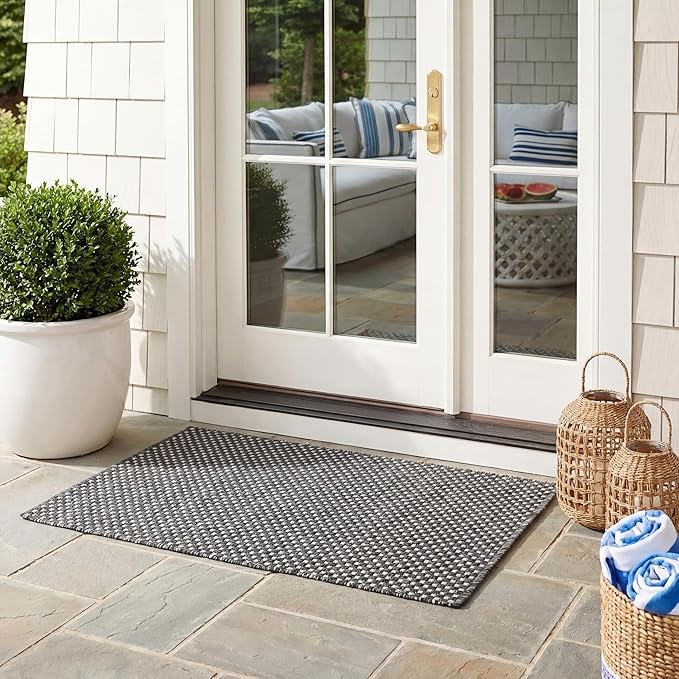 SAFAVIEH Courtyard Collection 2' x 3'7' Black/Beige CY8521 Indoor/ Outdoor Patio Backyard Mudroom Accent Rug